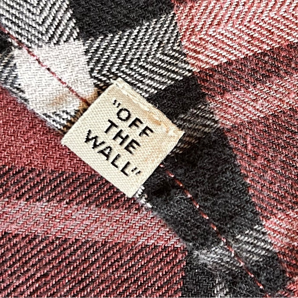 Vans Burgundy and Black Plaid Casual Shirt Grunge Dark Plaid - Picture 4 of 8
